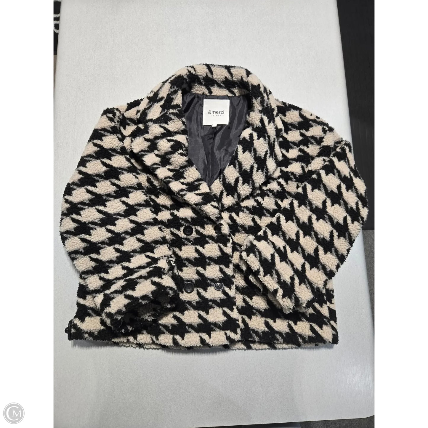 Coat Wool By Cmc In Black & Cream, Size: M