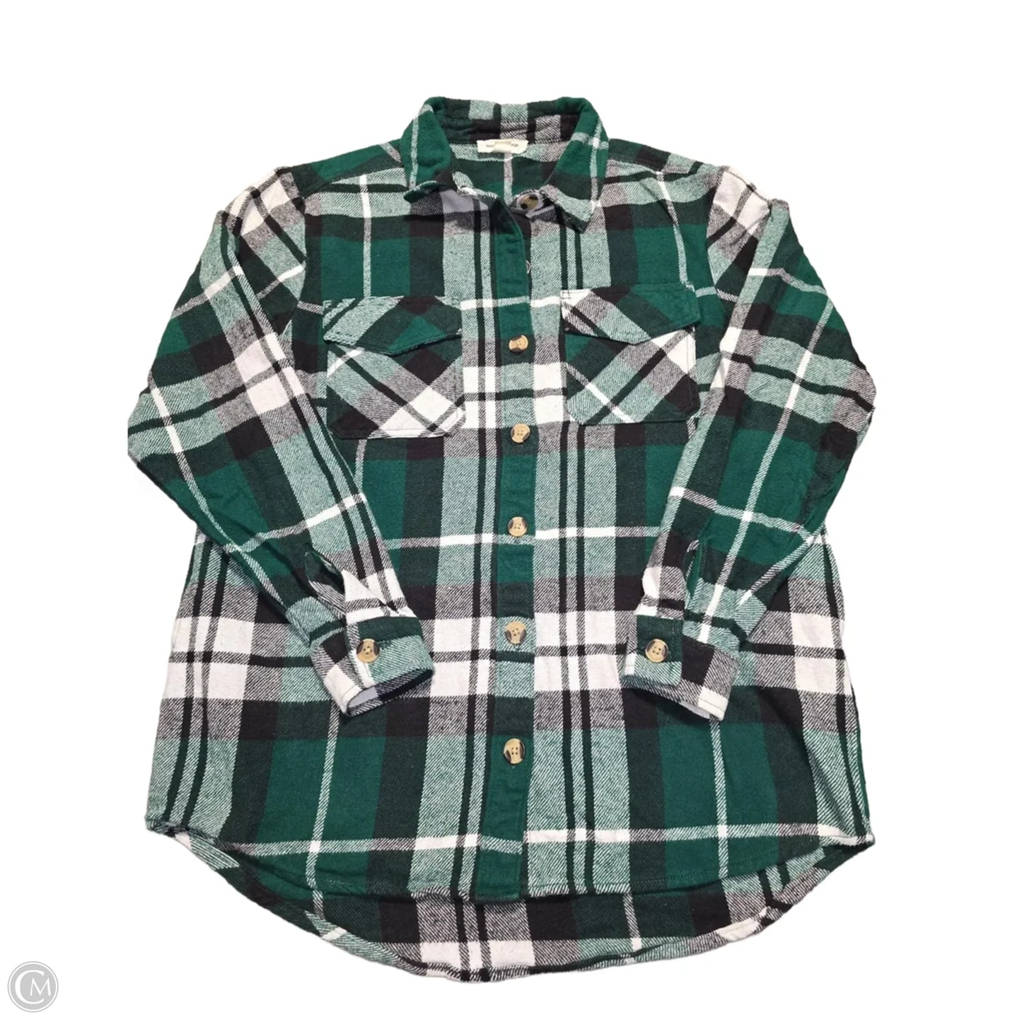 Top Long Sleeve By Beachlunchlounge In Plaid Pattern, Size: S