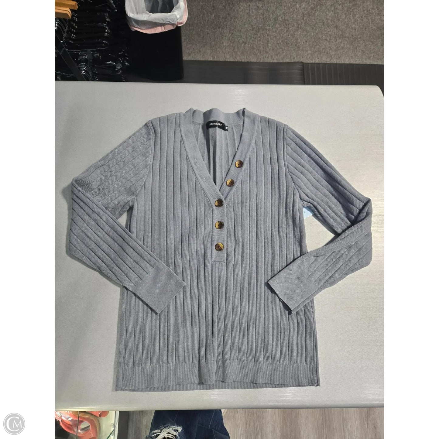 Top Long Sleeve By Cmc In Blue, Size: M