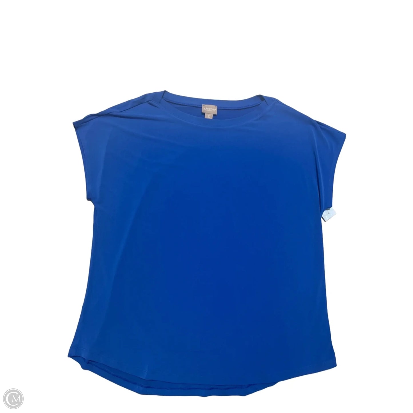 Blouse Short Sleeve By Chicos In Blue, Size: Xl