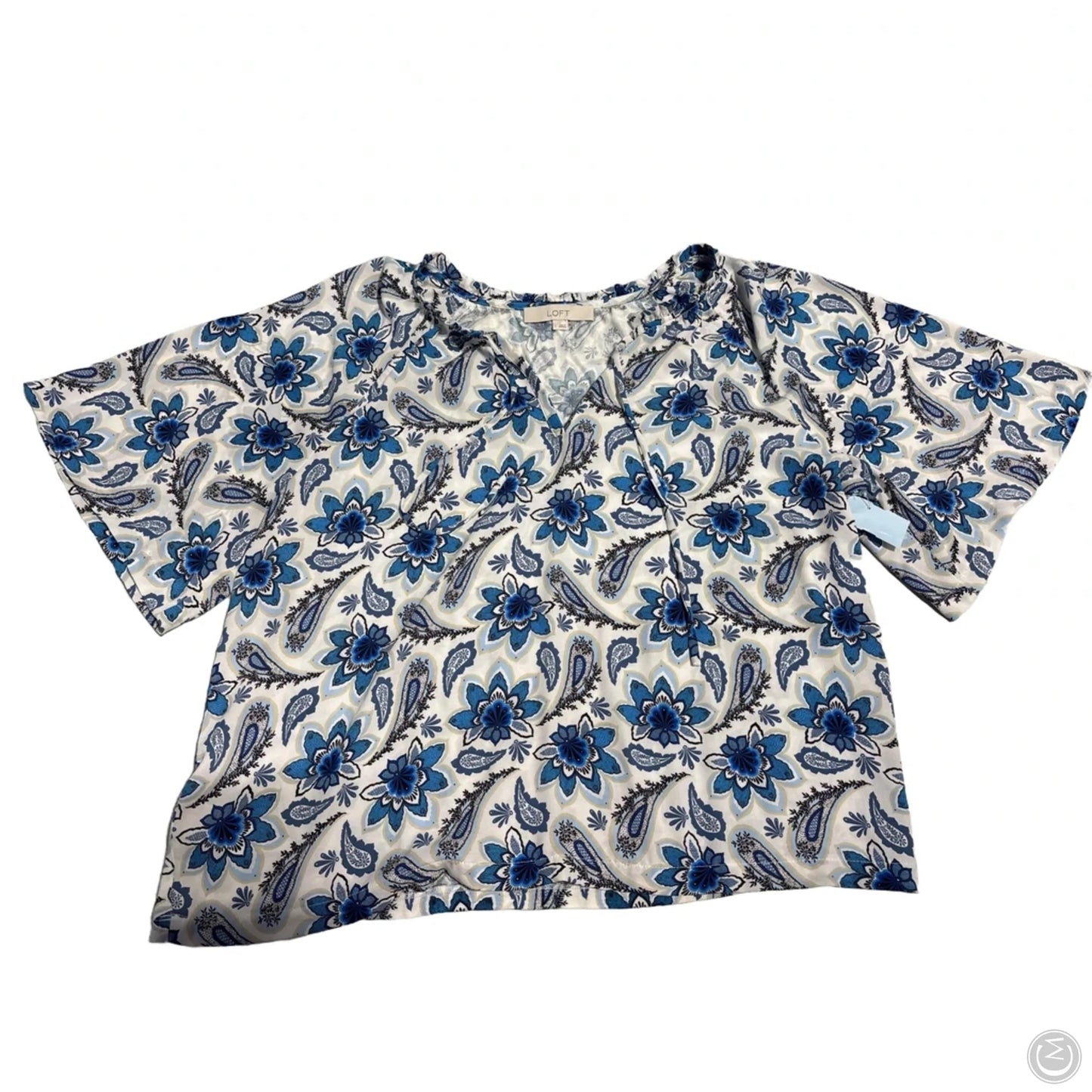 Top Short Sleeve By Loft In Blue, Size: L