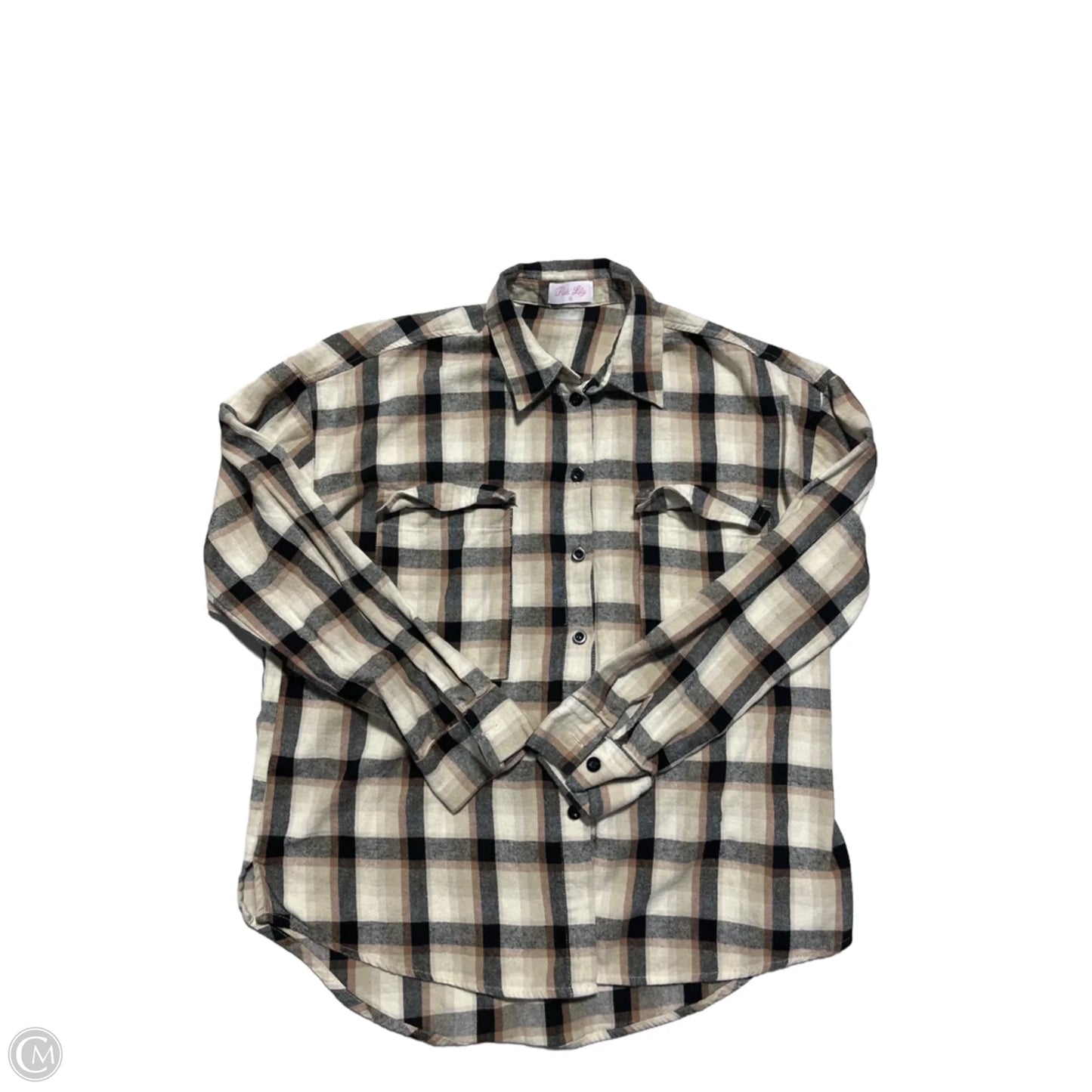 Top Long Sleeve By Pink Lily In Plaid Pattern, Size: M