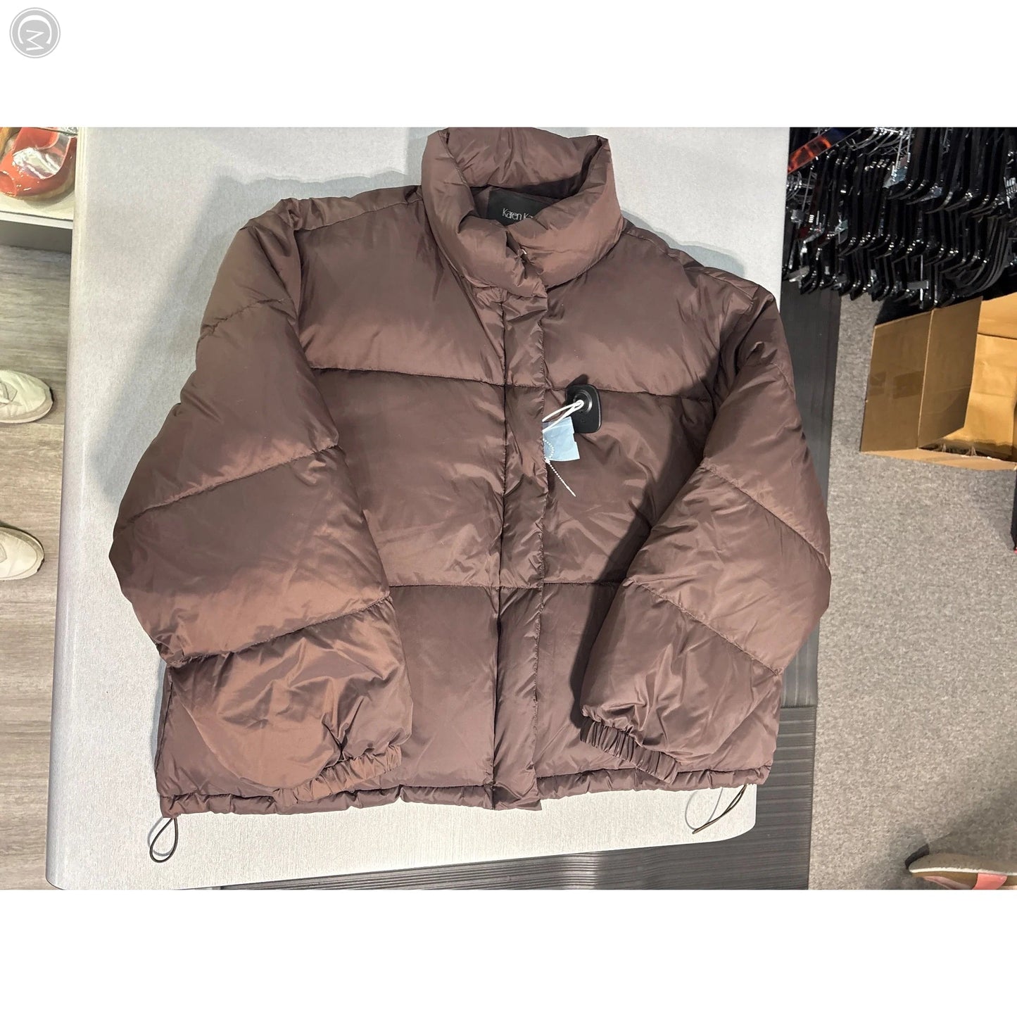 Coat Puffer & Quilted By Karen Kane In Brown, Size: Xl