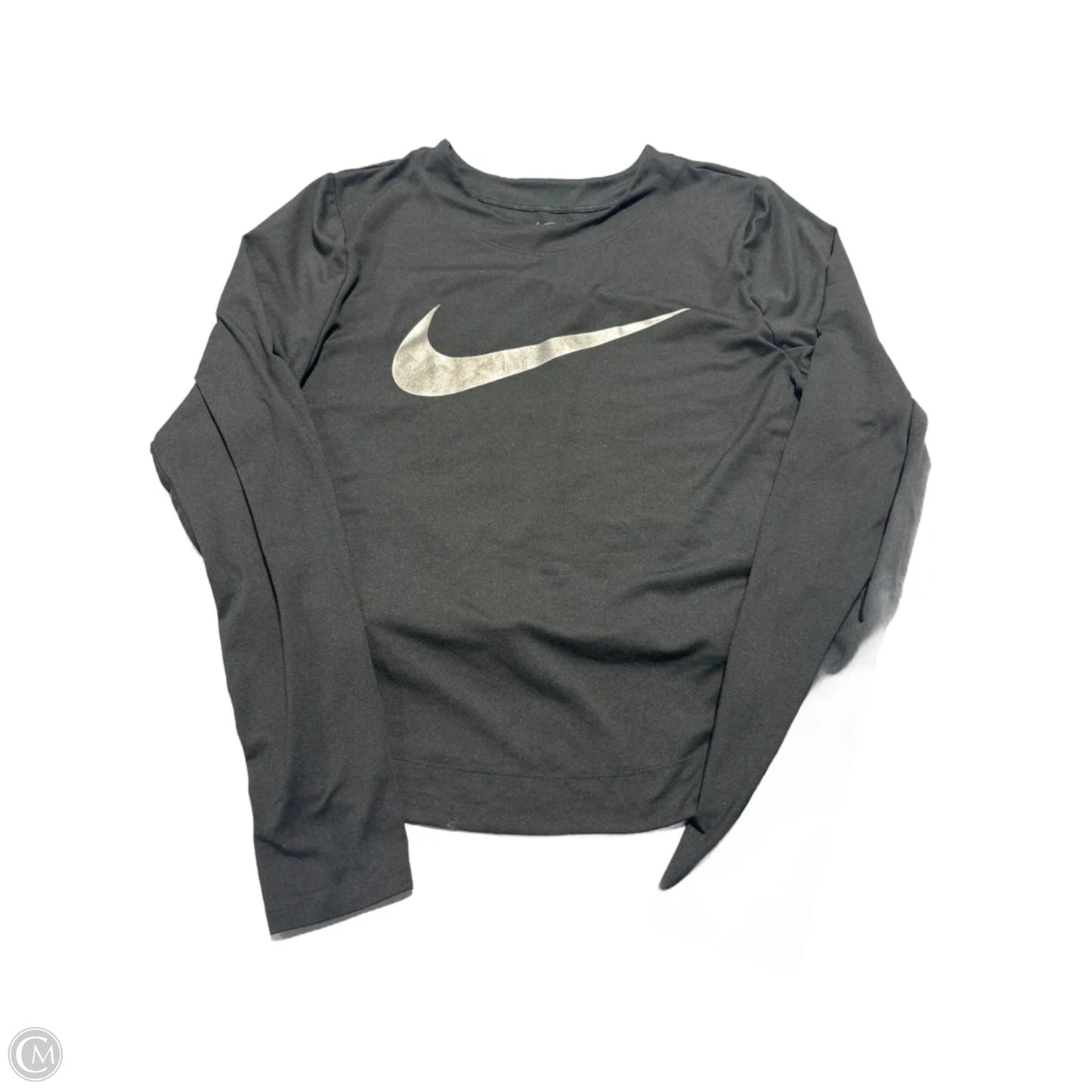 Athletic Top Long Sleeve Collar By Nike In Black, Size: M