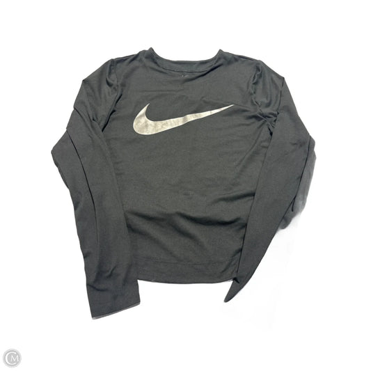 Athletic Top Long Sleeve Collar By Nike In Black, Size: M