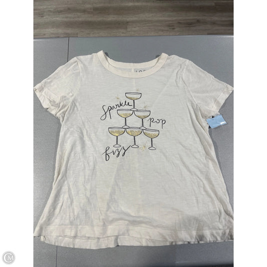 Top Short Sleeve By Loft In White, Size: L