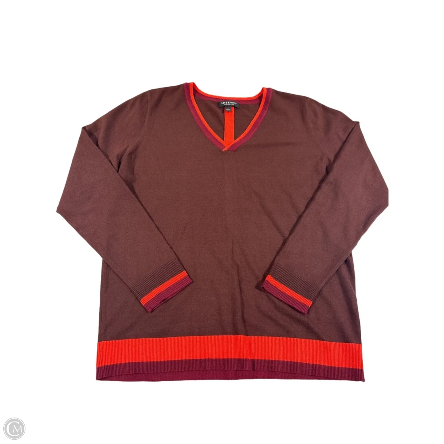 Top Long Sleeve By Liverpool In Brown, Size: L