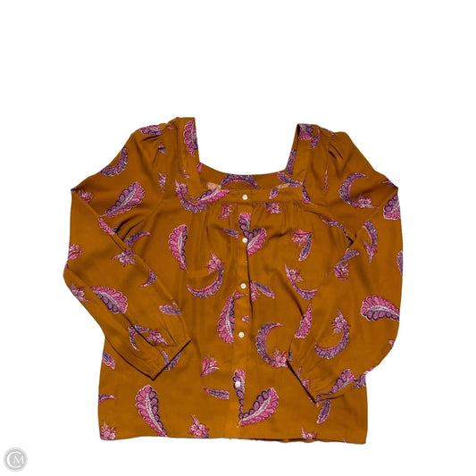 Blouse Long Sleeve By Loft In Brown, Size: M