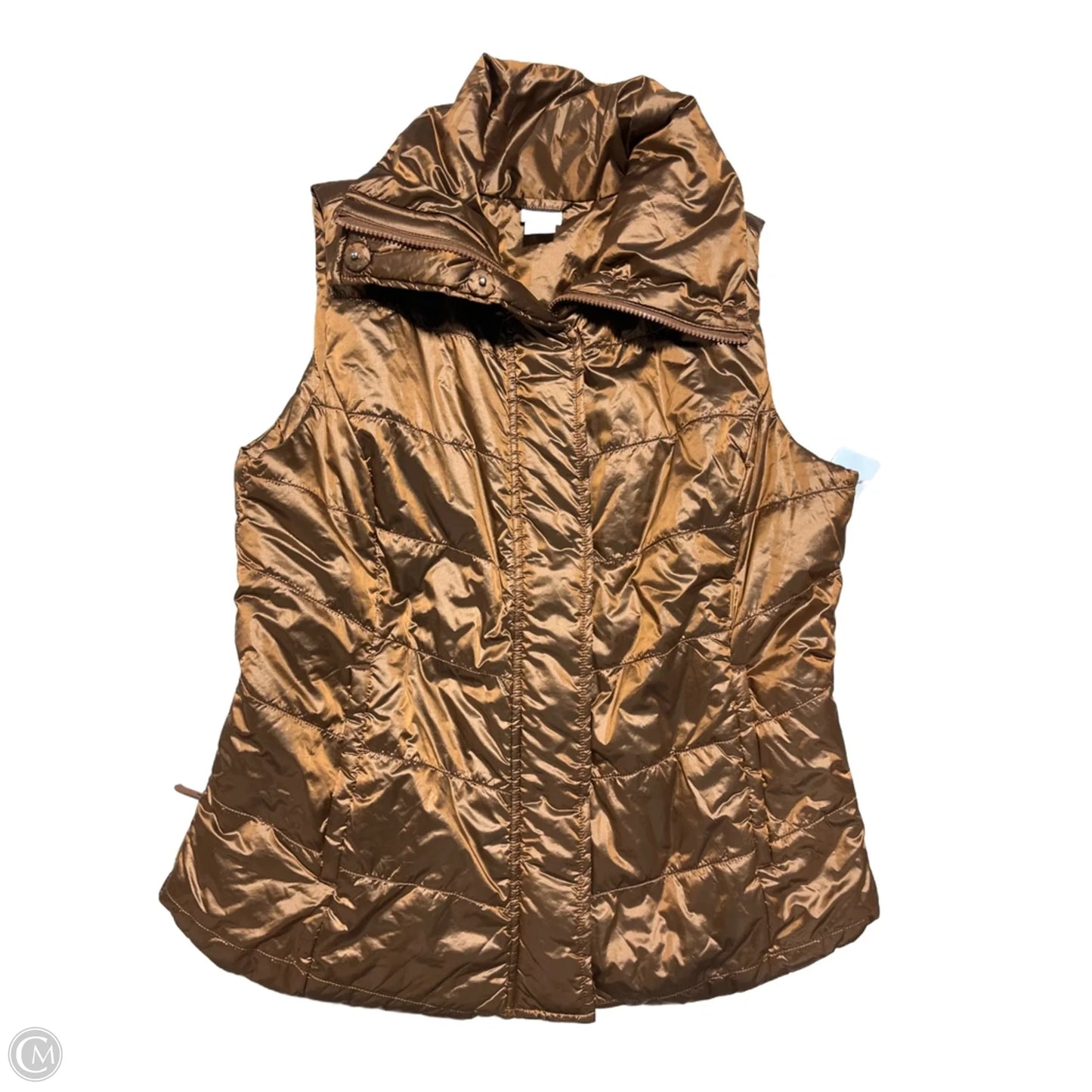Vest Puffer & Quilted By Chicos In Brown, Size: L
