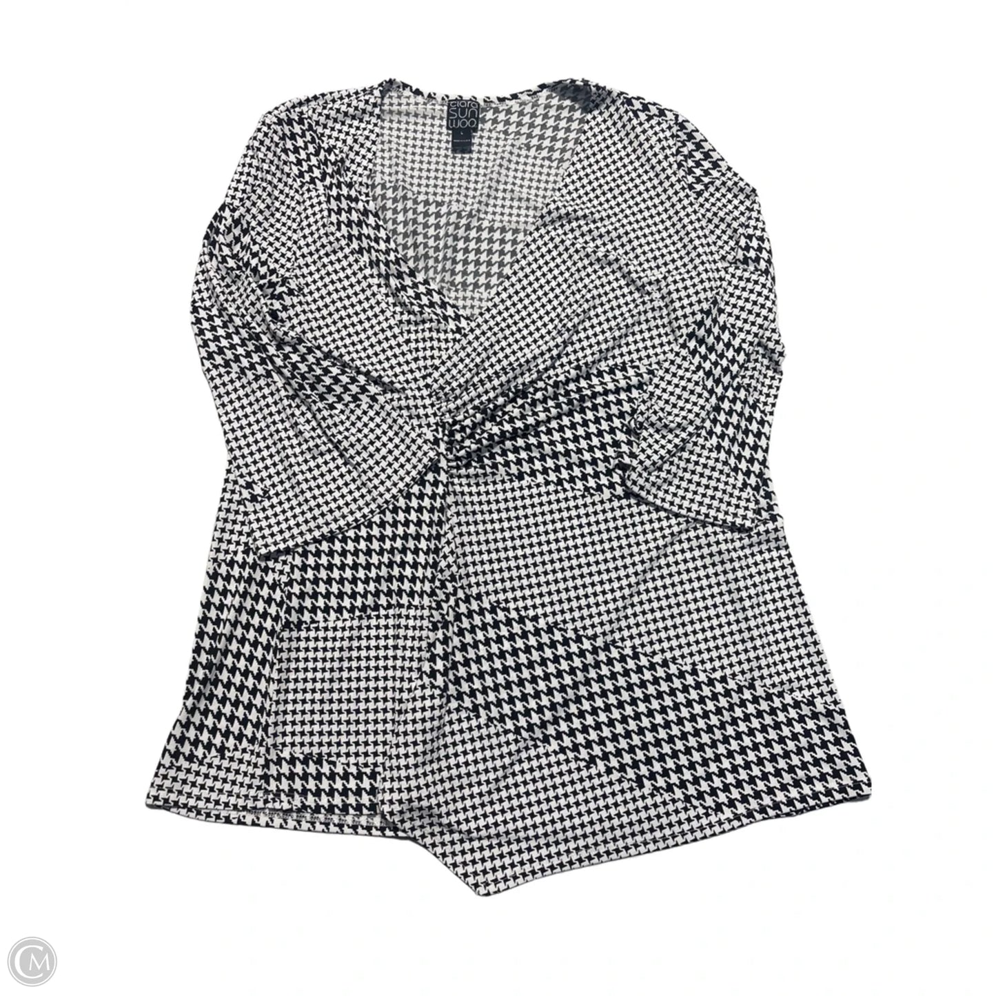 Top 3/4 Sleeve By Clara Sun Woo In Black & White, Size: L
