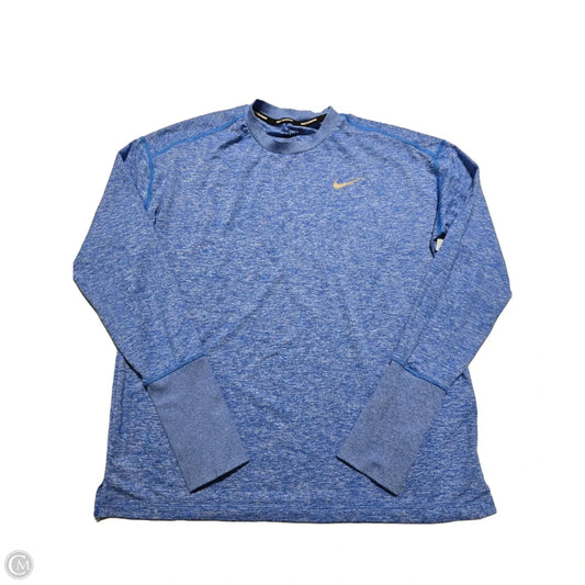 Athletic Top Long Sleeve Collar By Nike In Blue, Size: M