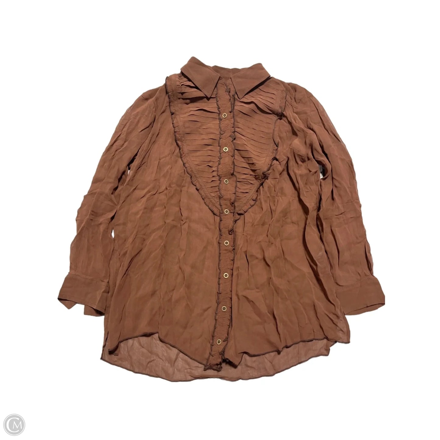Top Long Sleeve By Pilcro In Brown, Size: Xs