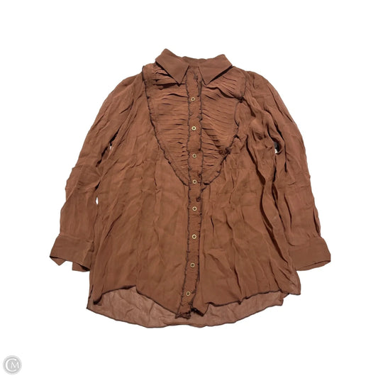 Top Long Sleeve By Pilcro In Brown, Size: Xs