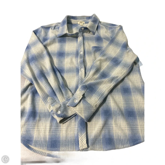 Top Long Sleeve By Dylan In Blue & White, Size: L