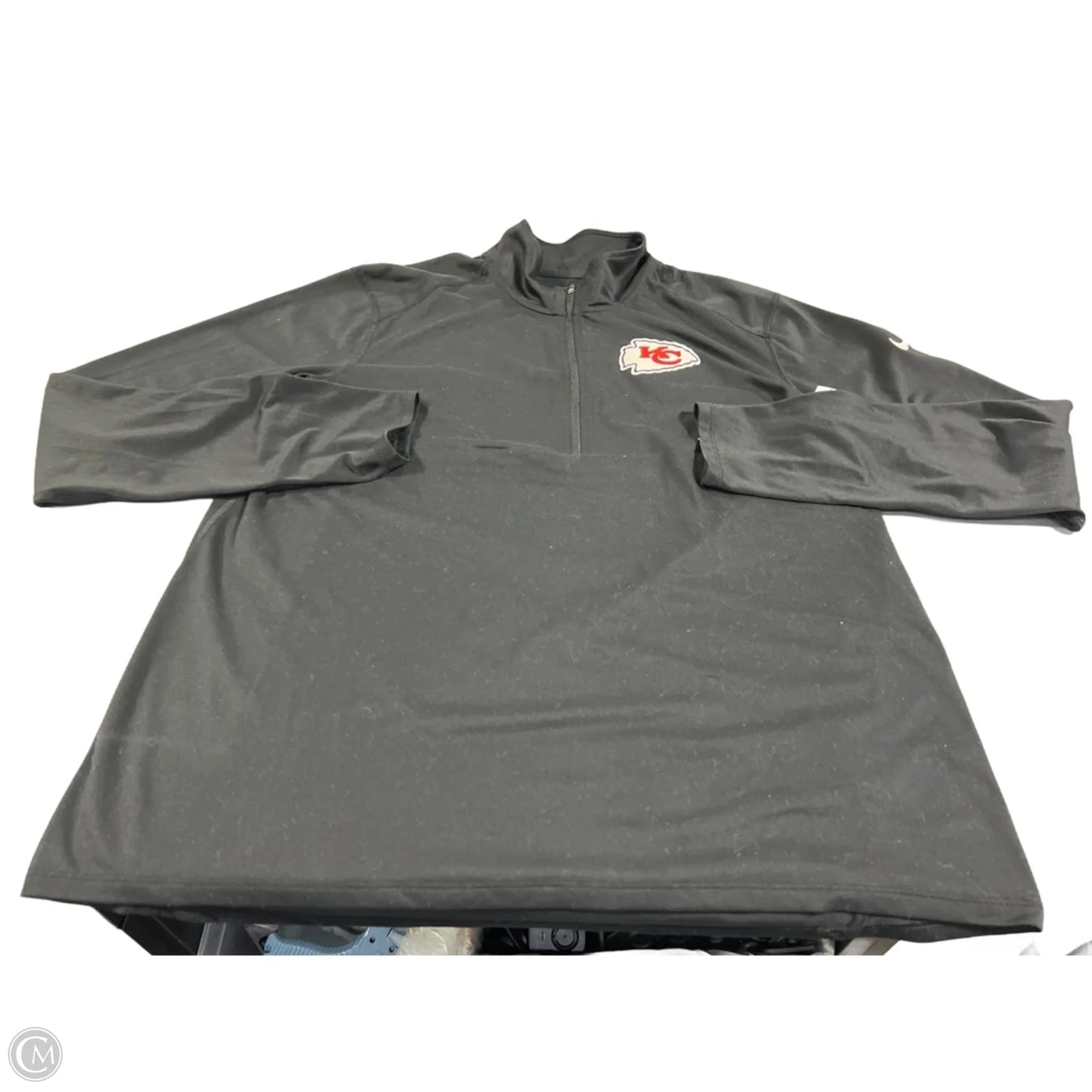 Athletic Top Long Sleeve Collar By Nike In Black, Size: Xl