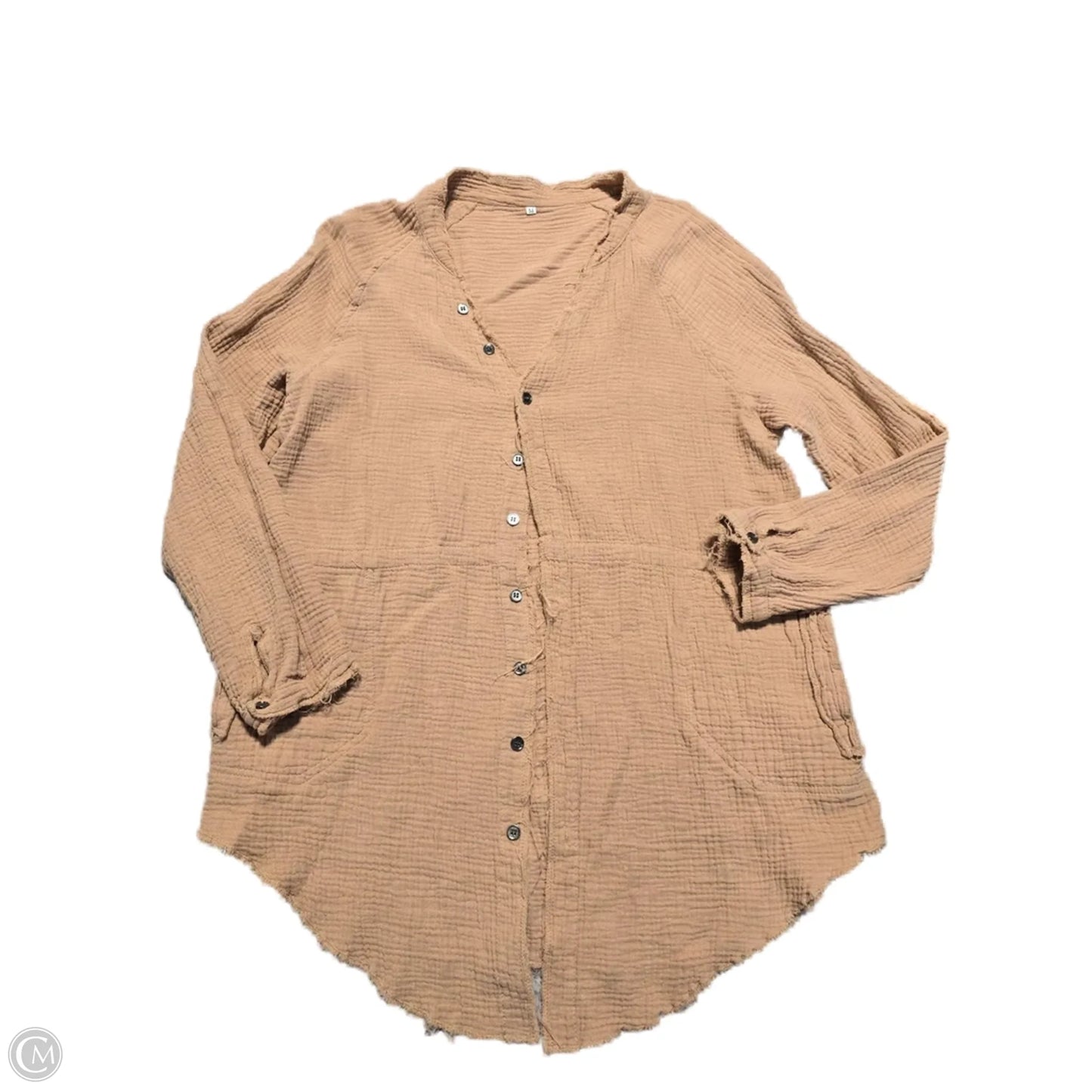 Top Long Sleeve By Cmb In Tan, Size: M