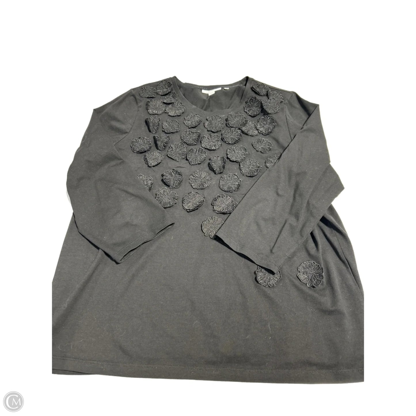 Top 3/4 Sleeve By Chicos In Black, Size: Xl
