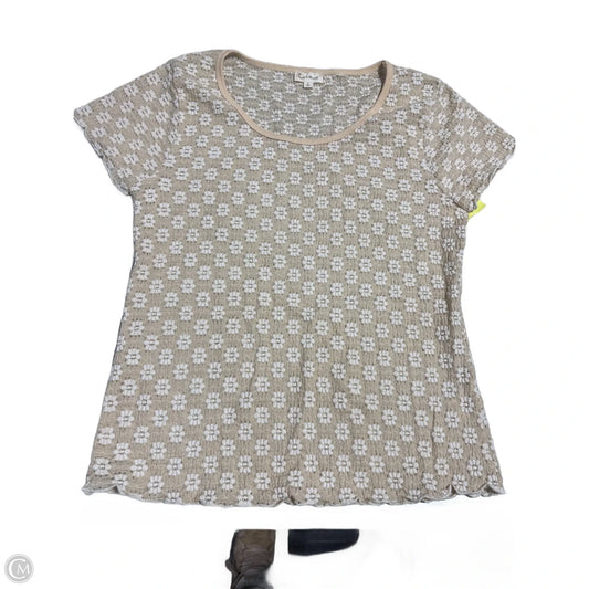 Top Short Sleeve By Hem & Thread In Tan, Size: L