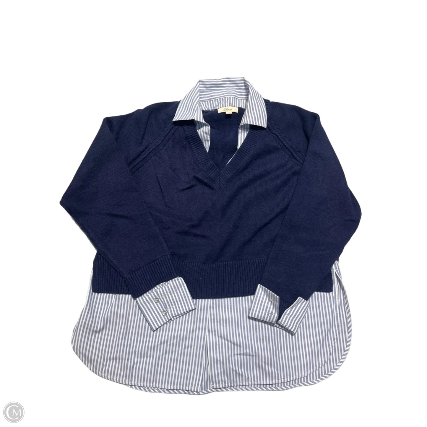 Top Long Sleeve By Elan In Navy, Size: M