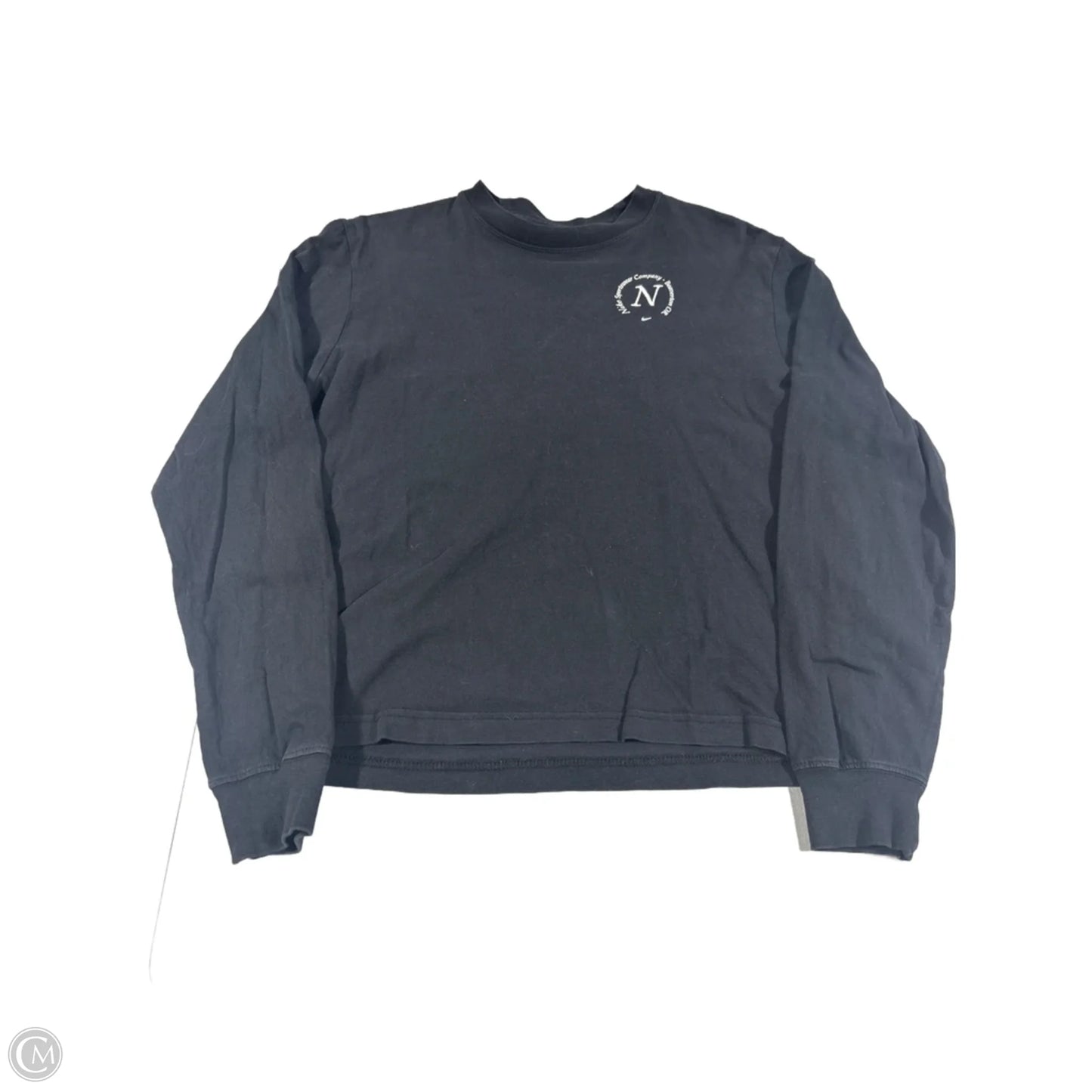 Athletic Top Long Sleeve Collar By Nike In Black, Size: S