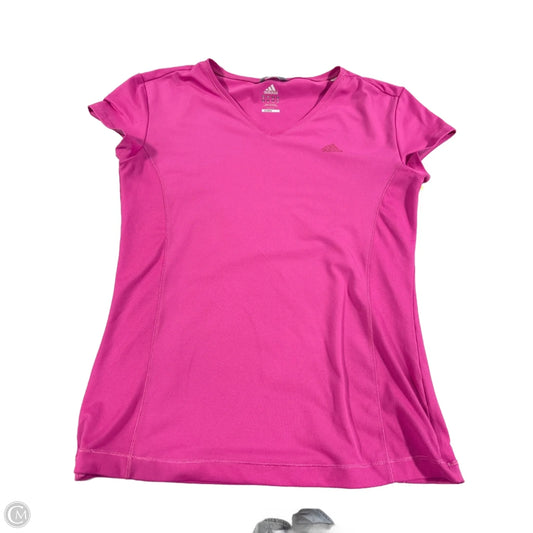 Athletic Top Short Sleeve By Adidas In Pink, Size: L