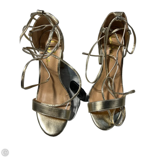 Sandals Heels Block By Lulu In Gold, Size: 6.5