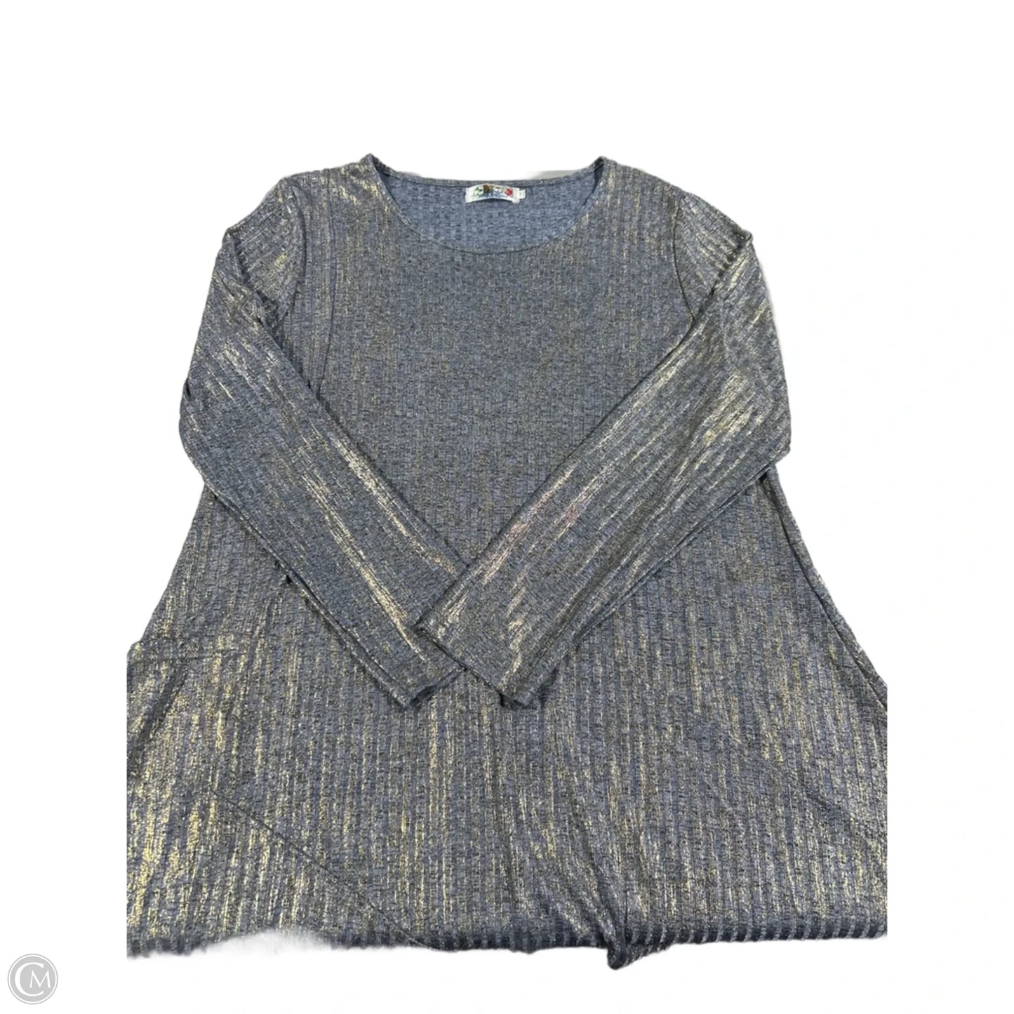 Top Long Sleeve By Cmc In Blue & Gold, Size: L