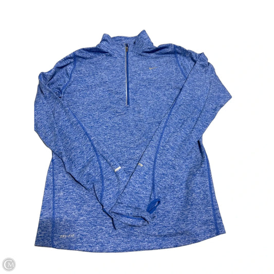 Athletic Top Long Sleeve Collar By Nike In Blue, Size: M