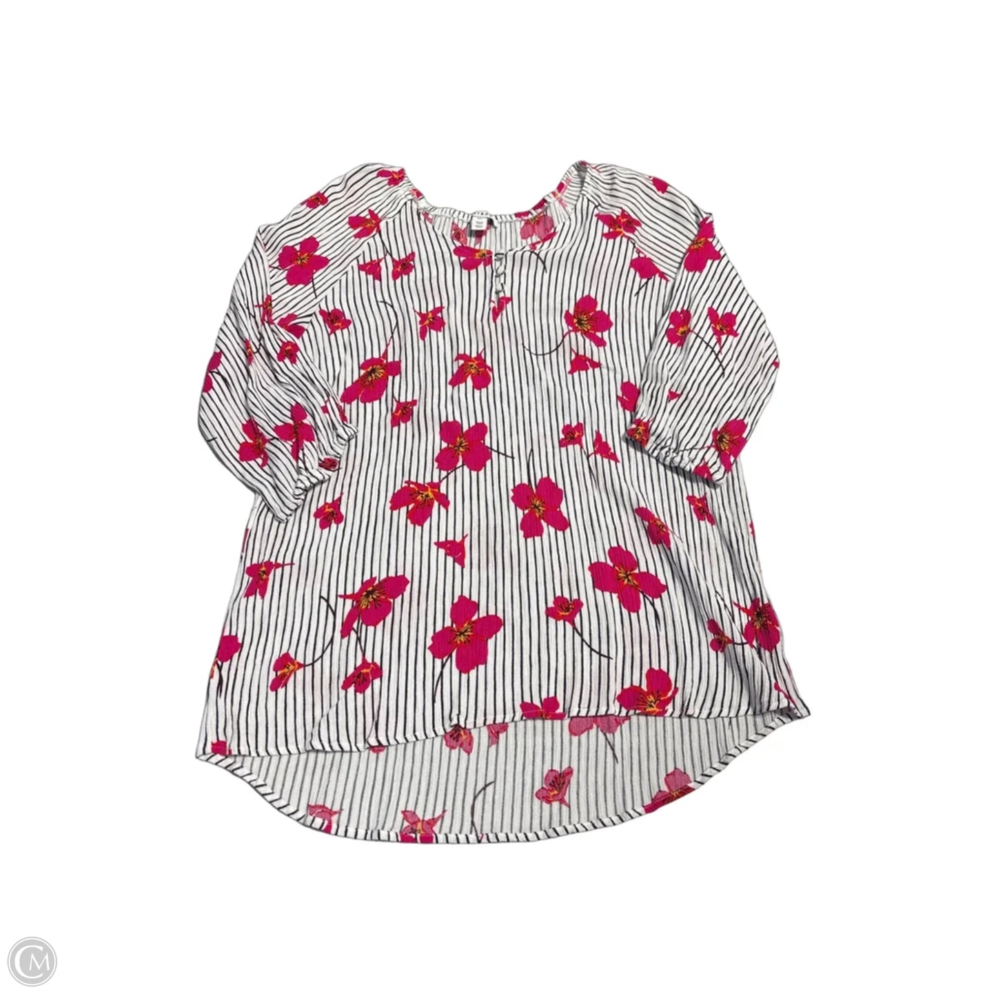 Top 3/4 Sleeve By Tribal In Floral Print, Size: L