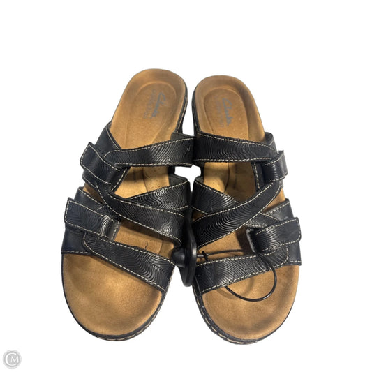 Sandals Flats By Clarks In Black, Size: 8.5