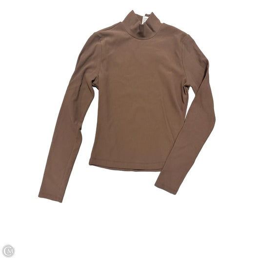 Athletic Top Long Sleeve Collar By 90 Degrees By Reflex In Brown, Size: S