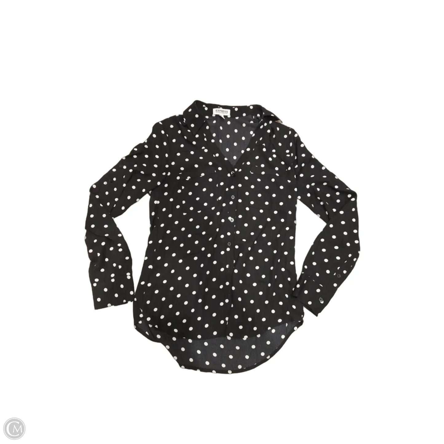 Top Long Sleeve By Express In Polkadot Pattern, Size: Xs