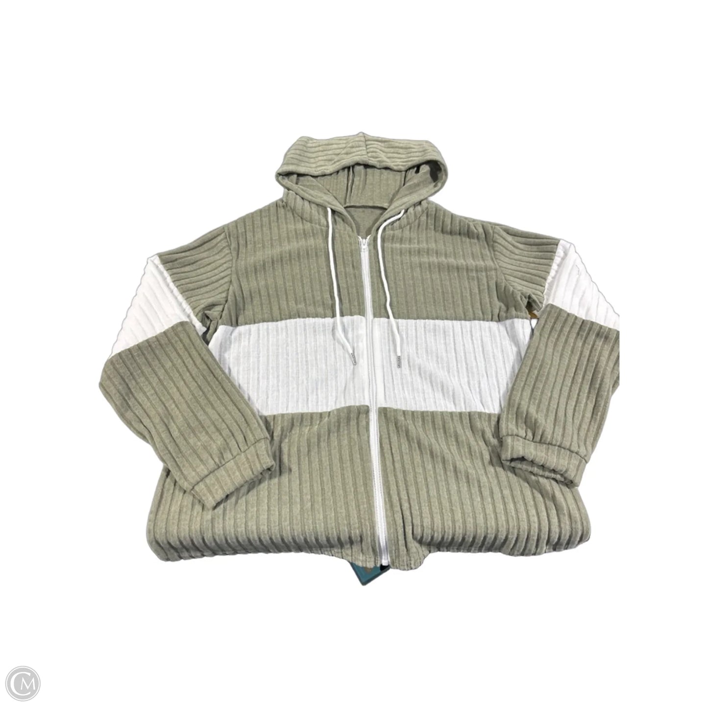 Top Long Sleeve By Shein In Green & White, Size: L