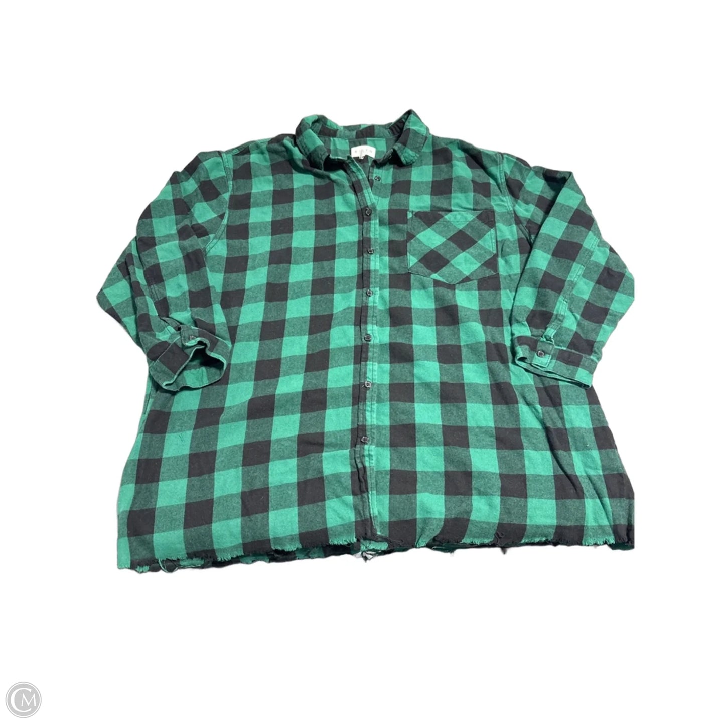 Top Long Sleeve By Risen In Black & Green, Size: 2x