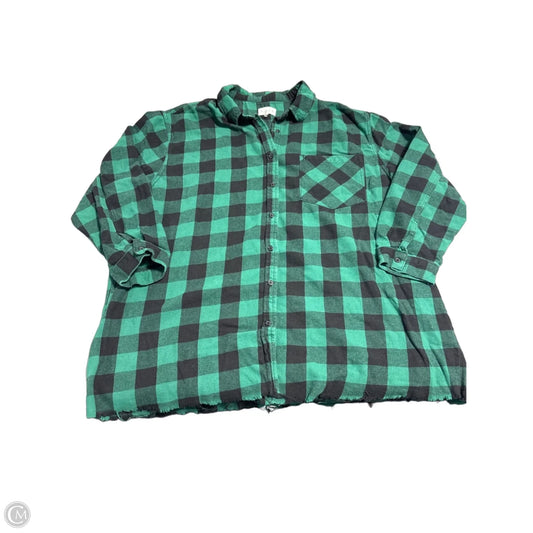 Top Long Sleeve By Risen In Black & Green, Size: 2x