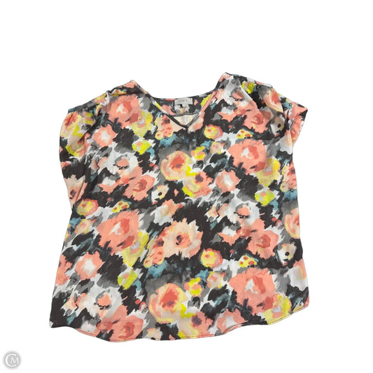 Blouse Short Sleeve By Loft In Pink & Yellow, Size: L