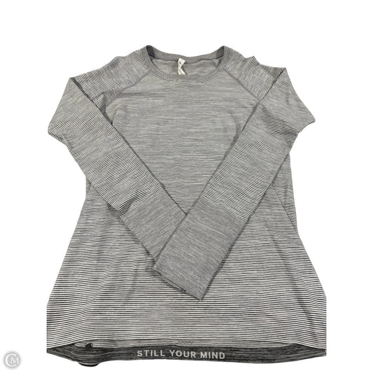 Athletic Top Long Sleeve Collar By Lululemon In Striped Pattern, Size: 12
