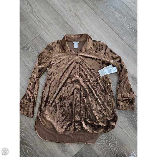 Top Long Sleeve By Multiples In Gold, Size: M