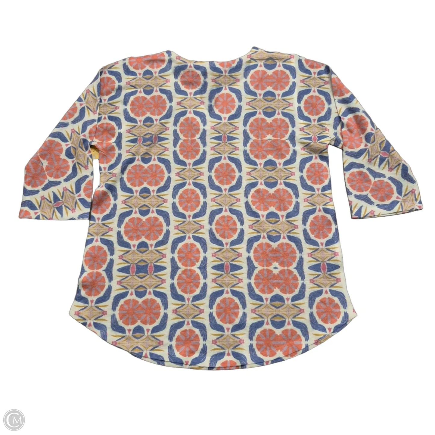 Top 3/4 Sleeve By Atelier In Purple & White, Size: M