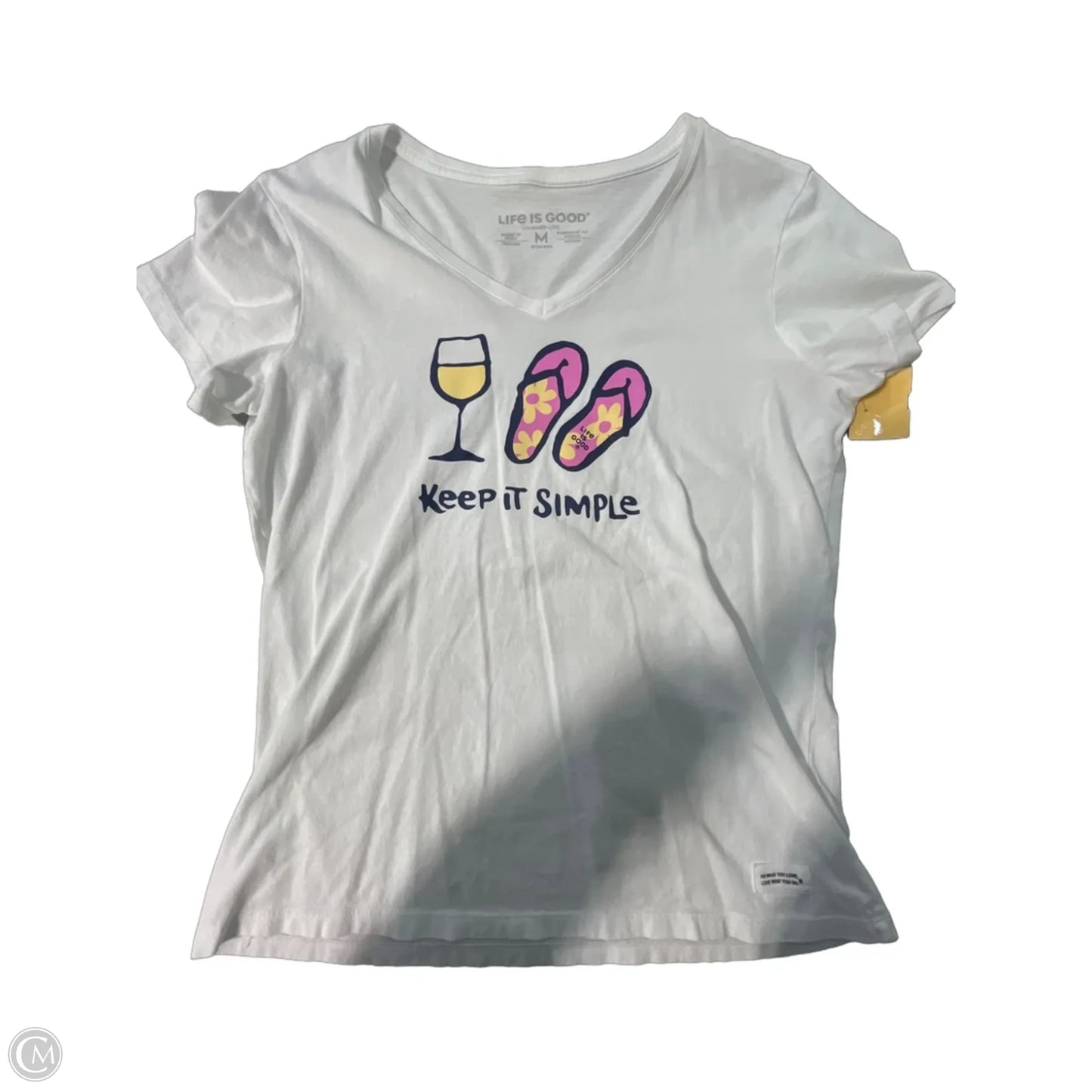 Top Short Sleeve By Life Is Good In White, Size: M