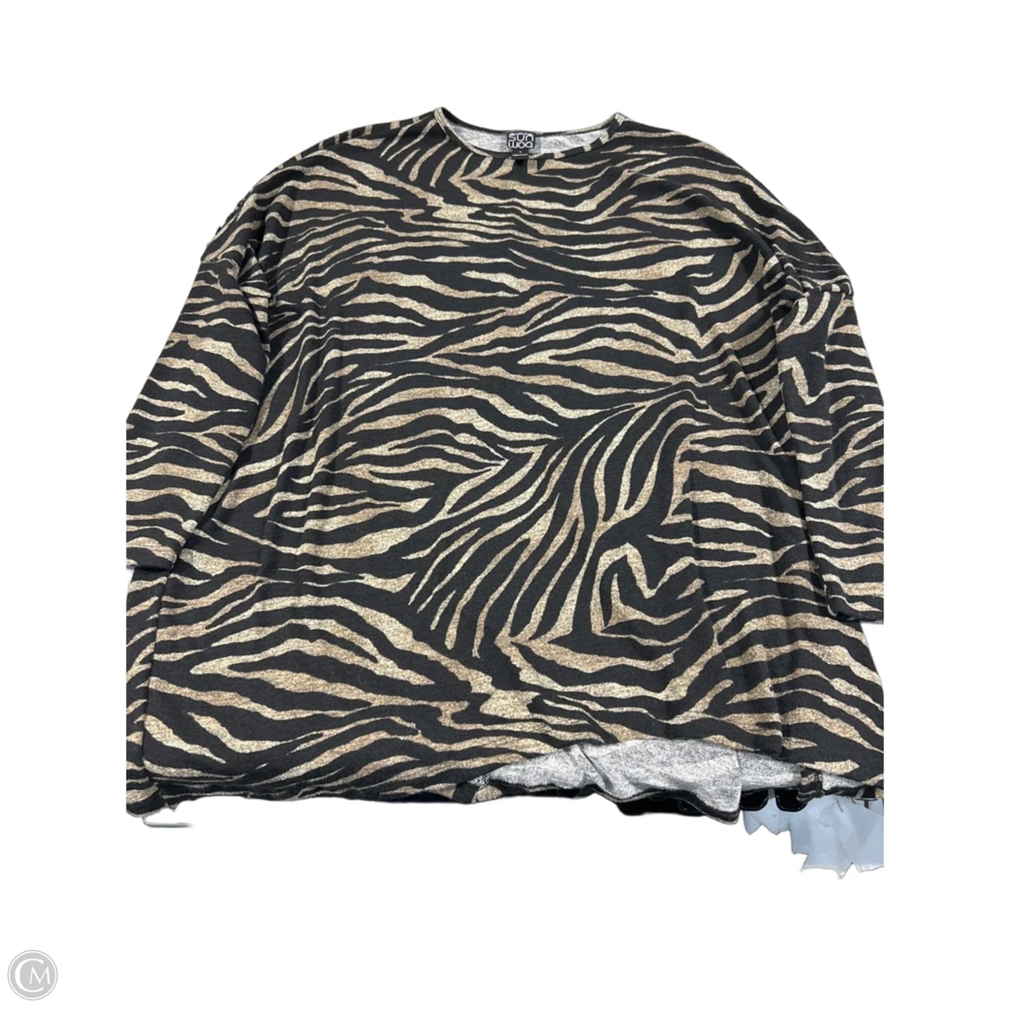 Top 3/4 Sleeve By Clara Sun Woo In Zebra Print, Size: L