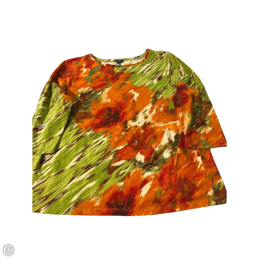 Top 3/4 Sleeve By Talbots In Green & Orange, Size: 2x