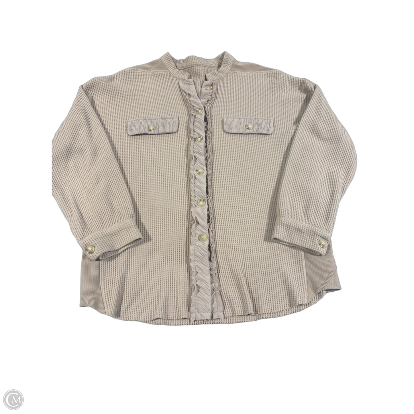 Top Long Sleeve By Cmc In Tan, Size: M