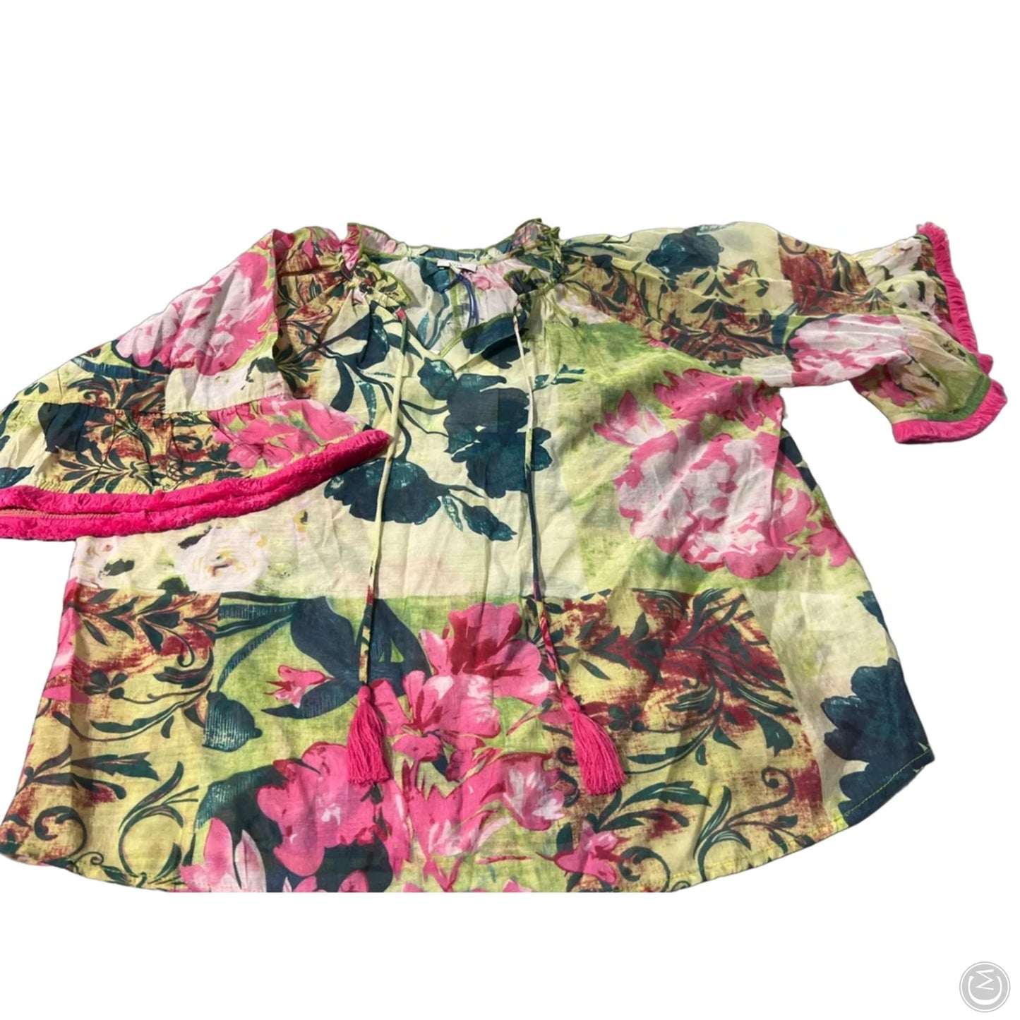 Blouse 3/4 Sleeve By Voy In Green, Size: S