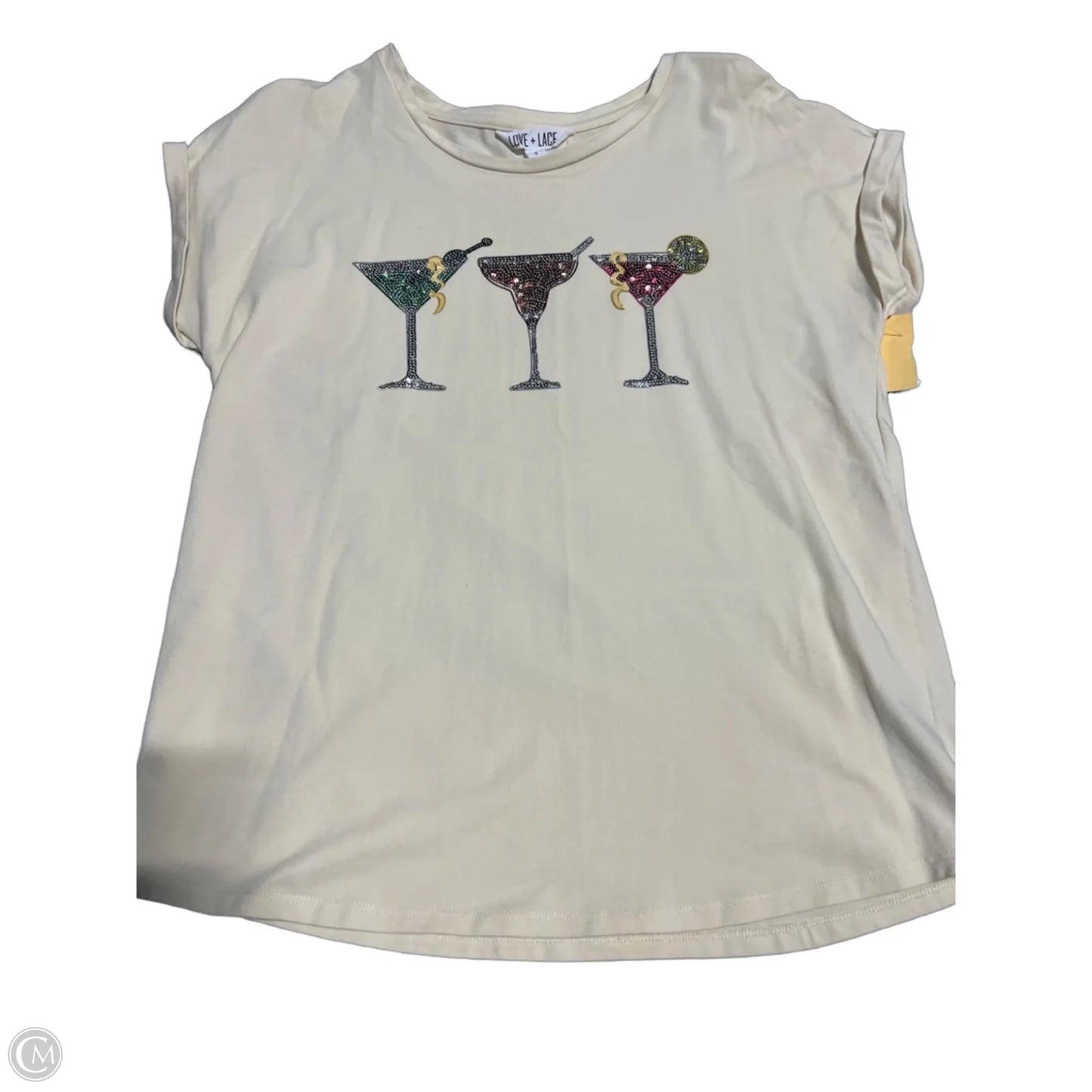 Top Short Sleeve By Cmc In Tan, Size: S