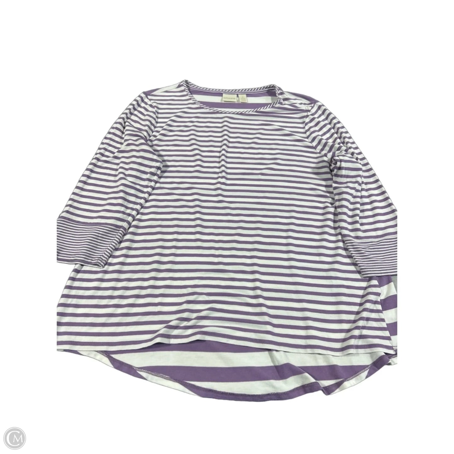 Top 3/4 Sleeve By Chicos In Purple & White, Size: L