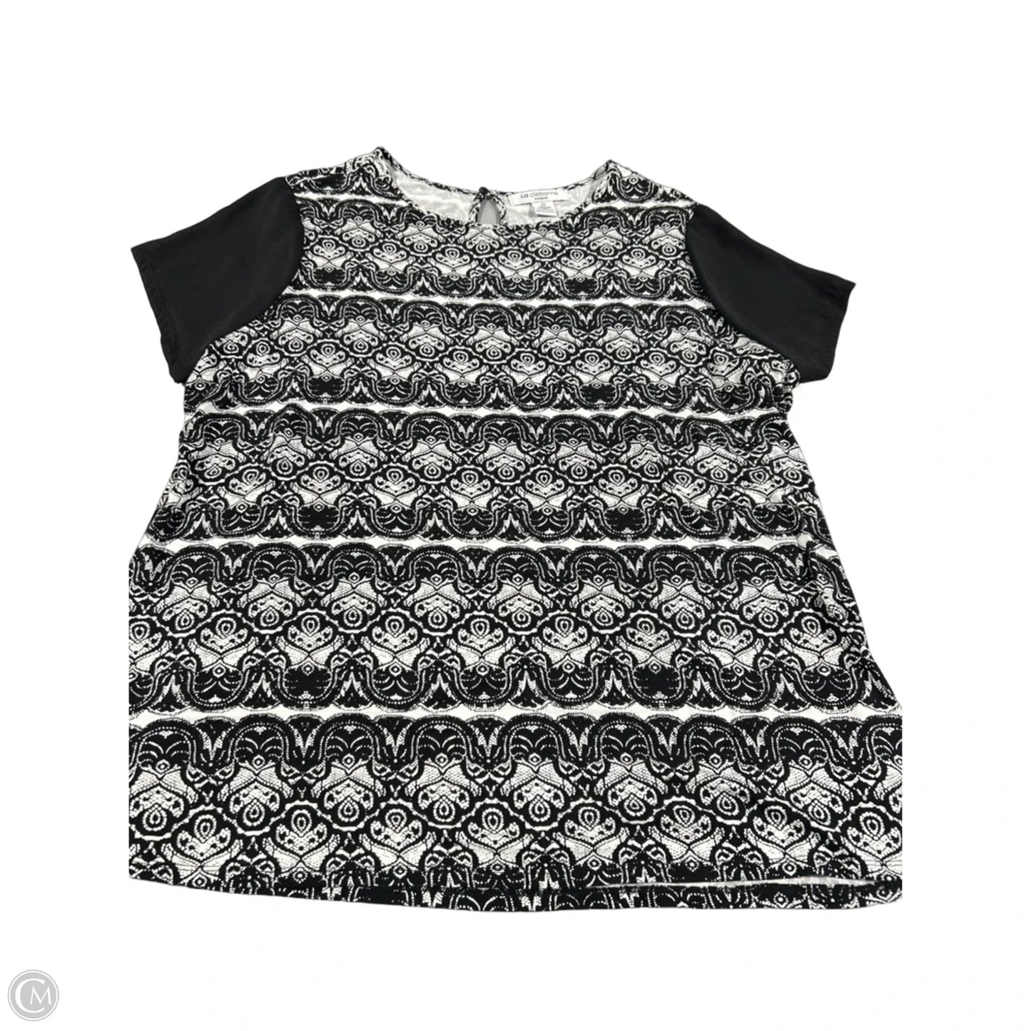 Top Short Sleeve By Liz And Co In Black & White, Size: 2x