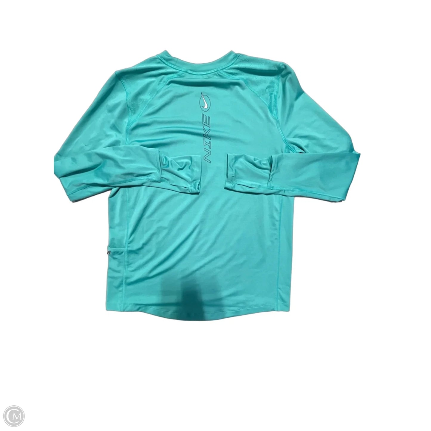 Athletic Top Long Sleeve Collar By Nike In Teal, Size: S