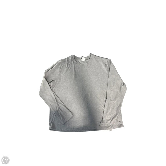 Athletic Top Long Sleeve Collar By Athletic Works In Grey, Size: L