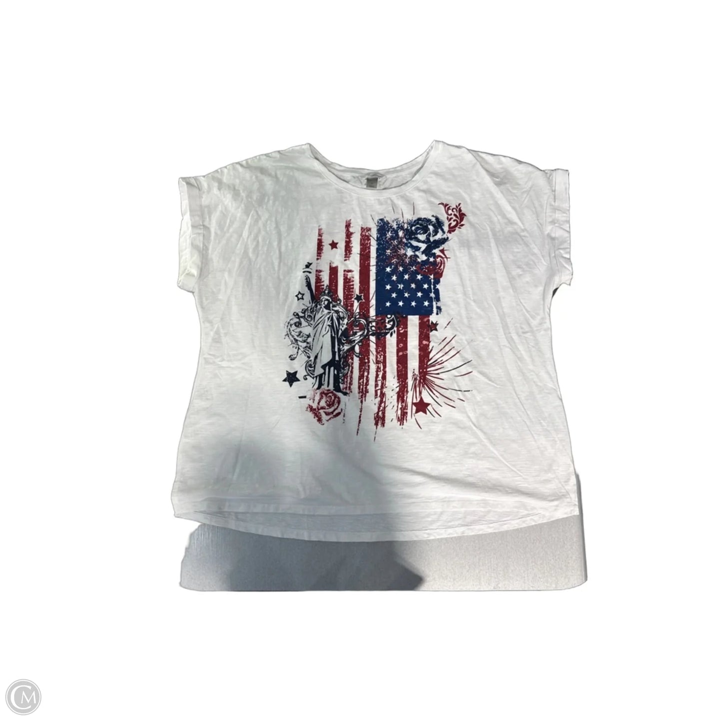 Top Short Sleeve By Cj Banks In White, Size: 3x